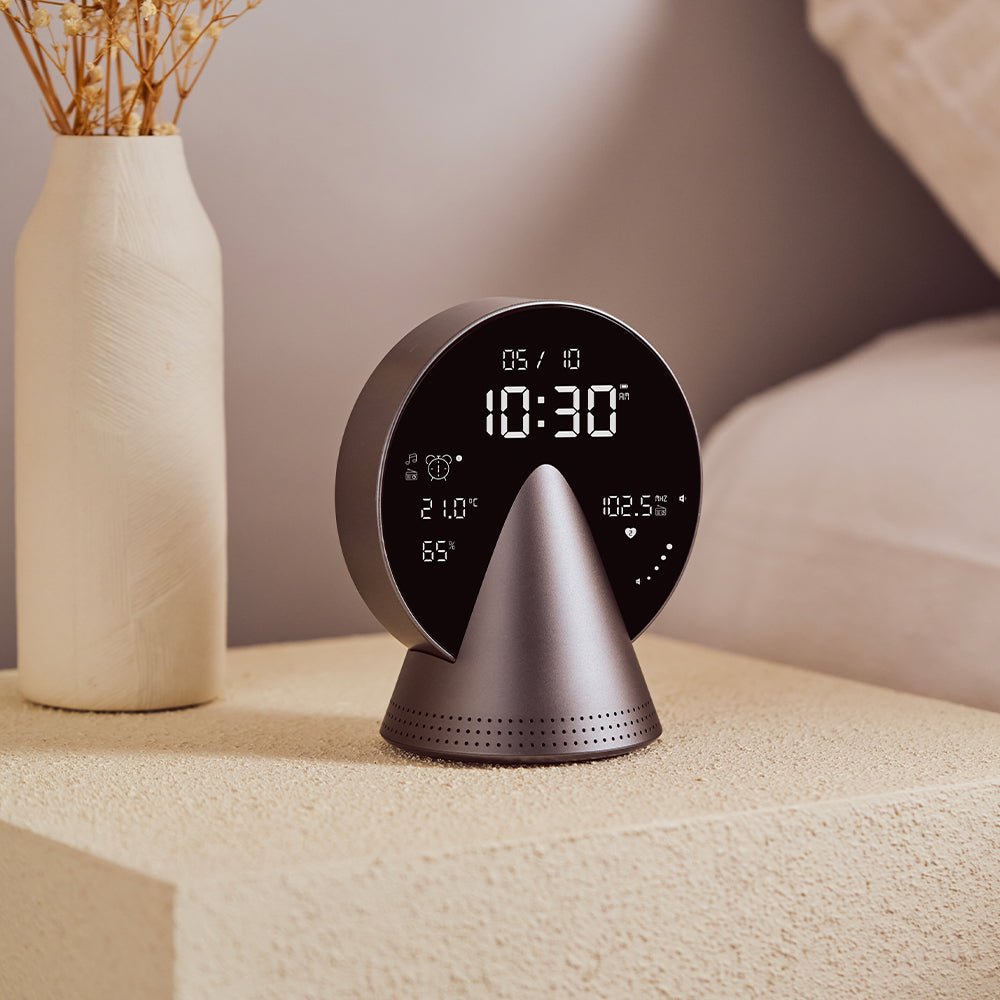 Lexon Conic Radio Alarm Clock With Built - In Bluetooth Speaker - Grey - Desk Alarms
