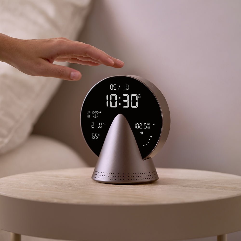 Lexon Conic Radio Alarm Clock With Built - In Bluetooth Speaker - Grey - Desk Alarms