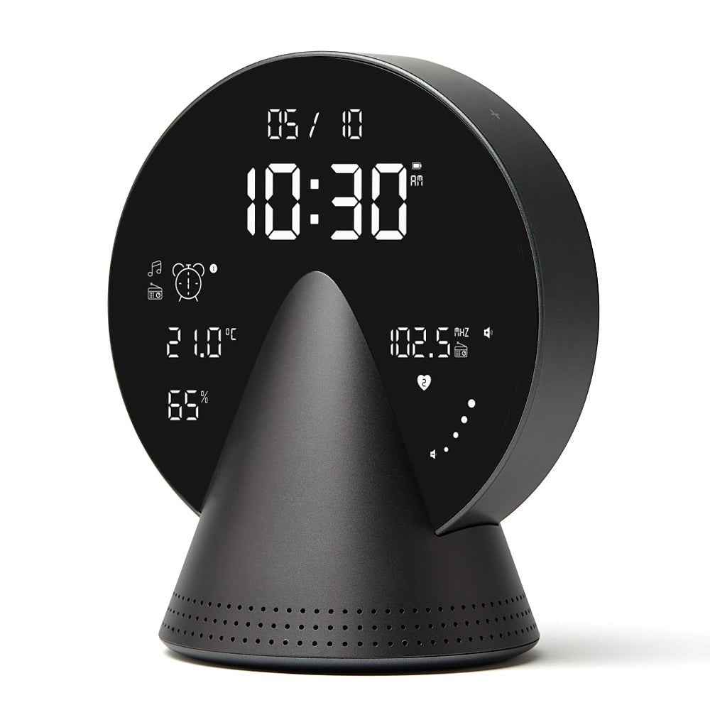 Lexon Conic Radio Alarm Clock With Built - In Bluetooth Speaker - Grey - Desk Alarms