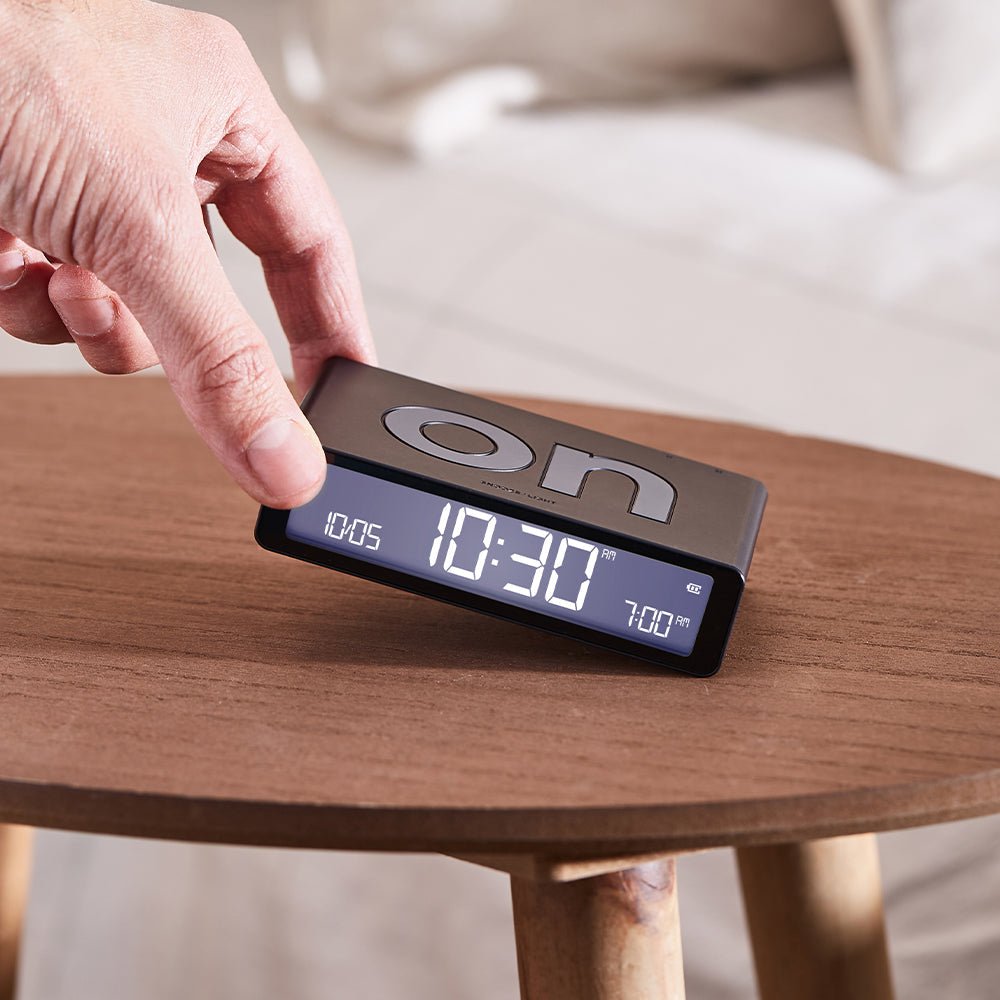 Lexon Flip Classic Reversible Alarm Clock - Black - Desk Alarms