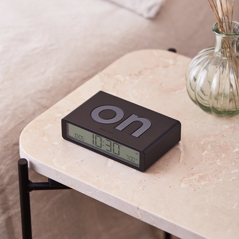 Lexon Flip Classic Reversible Alarm Clock - Black - Desk Alarms
