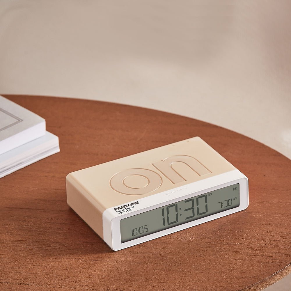 Lexon Flip Classic Reversible Alarm Clock PANTONE SAND - Desk Alarms