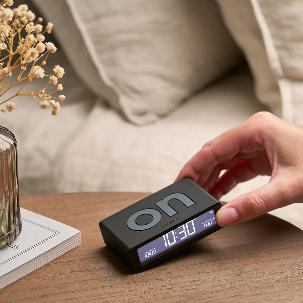 Lexon Flip Mini Reversible Alarm Clock - Black - Desk Alarms