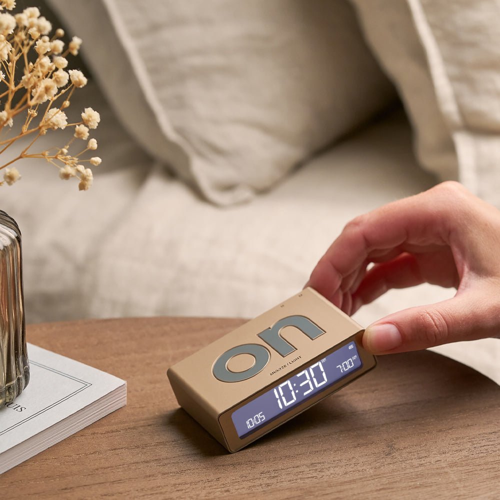 Lexon Flip Mini Reversible Alarm Clock - Gold - Desk Alarms