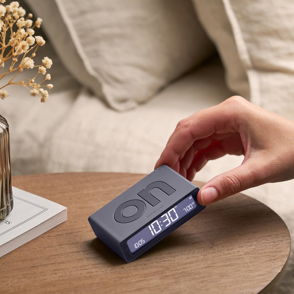 Lexon Flip Mini Reversible Alarm Clock - Grey - Desk Alarms
