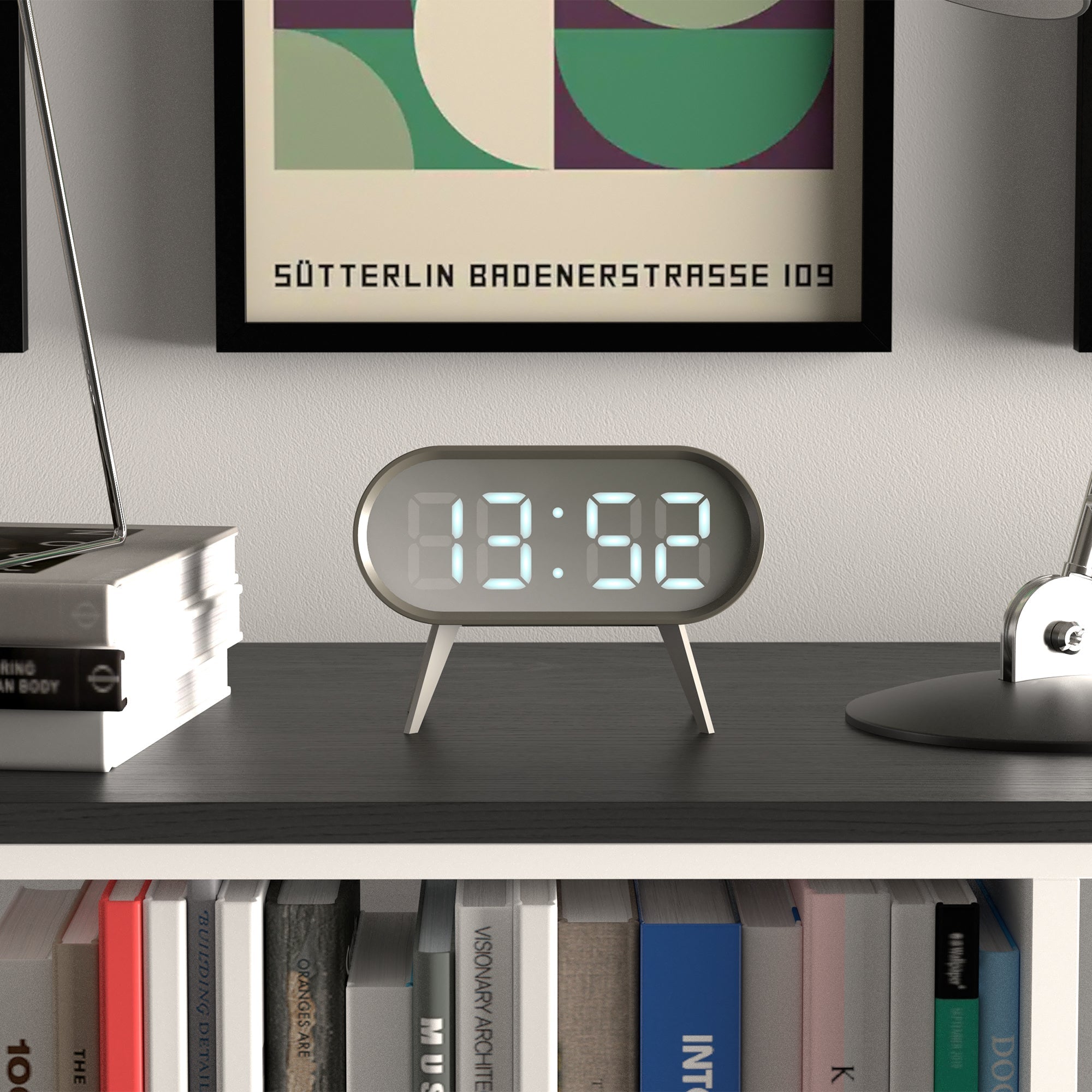 Newgate Space Hotel Cyborg Led Alarm Clock - Grey - Desk Alarms
