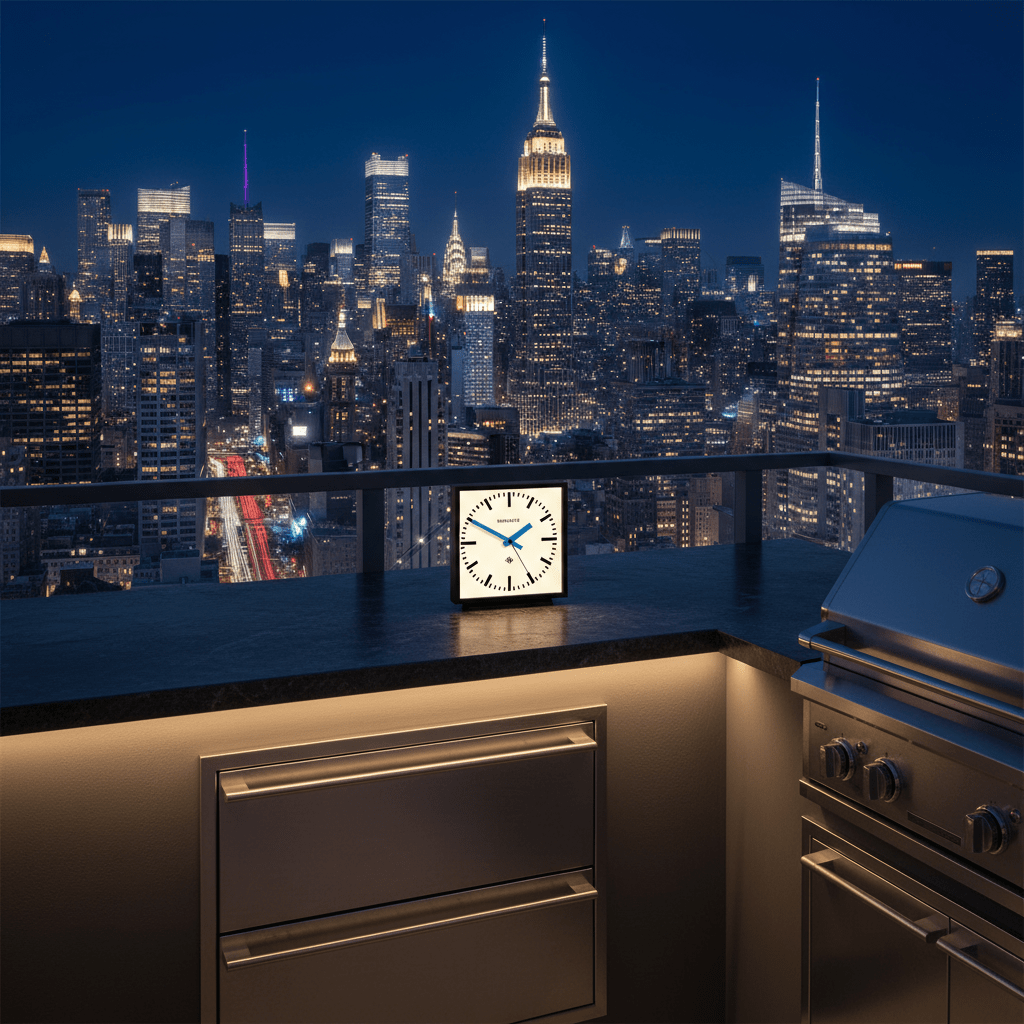 Newgate Amp Mantel Clock - Black (Blue Hands) - Desk and Shelf Clock
