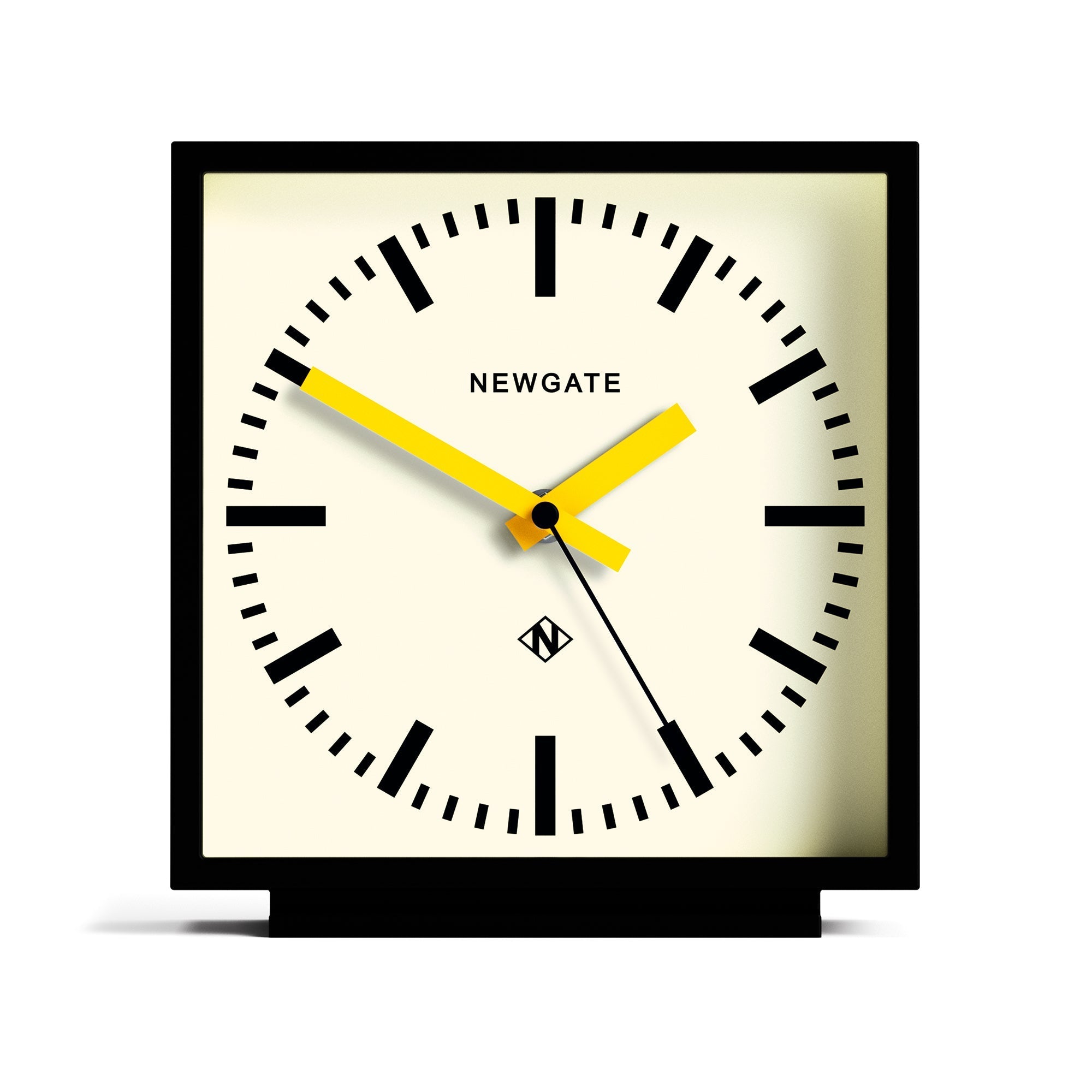 Newgate Amp Mantel Clock - Black (Yellow Hands) - Desk and Shelf Clock | Infinity Clocks
