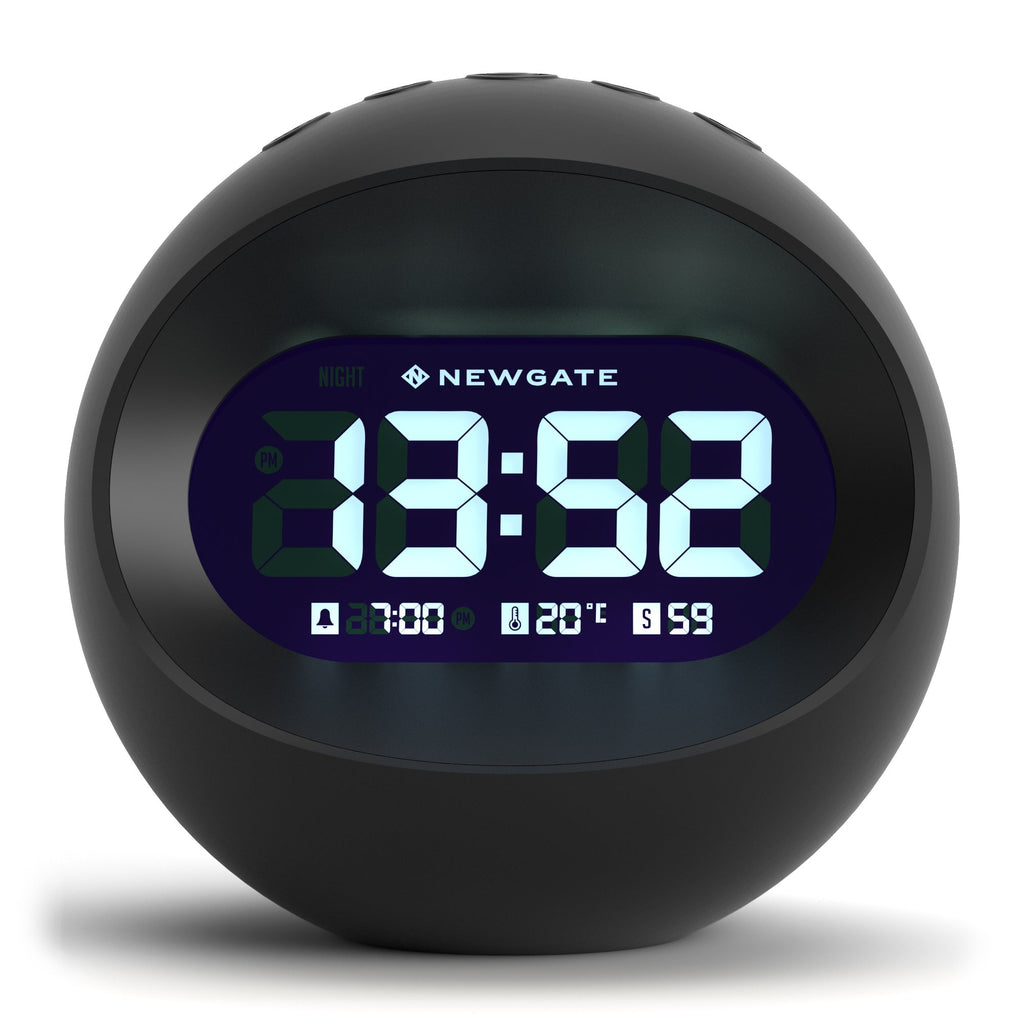 Newgate Centre Of The Earth LCD Alarm Clock – Black - Desk and Shelf Clock