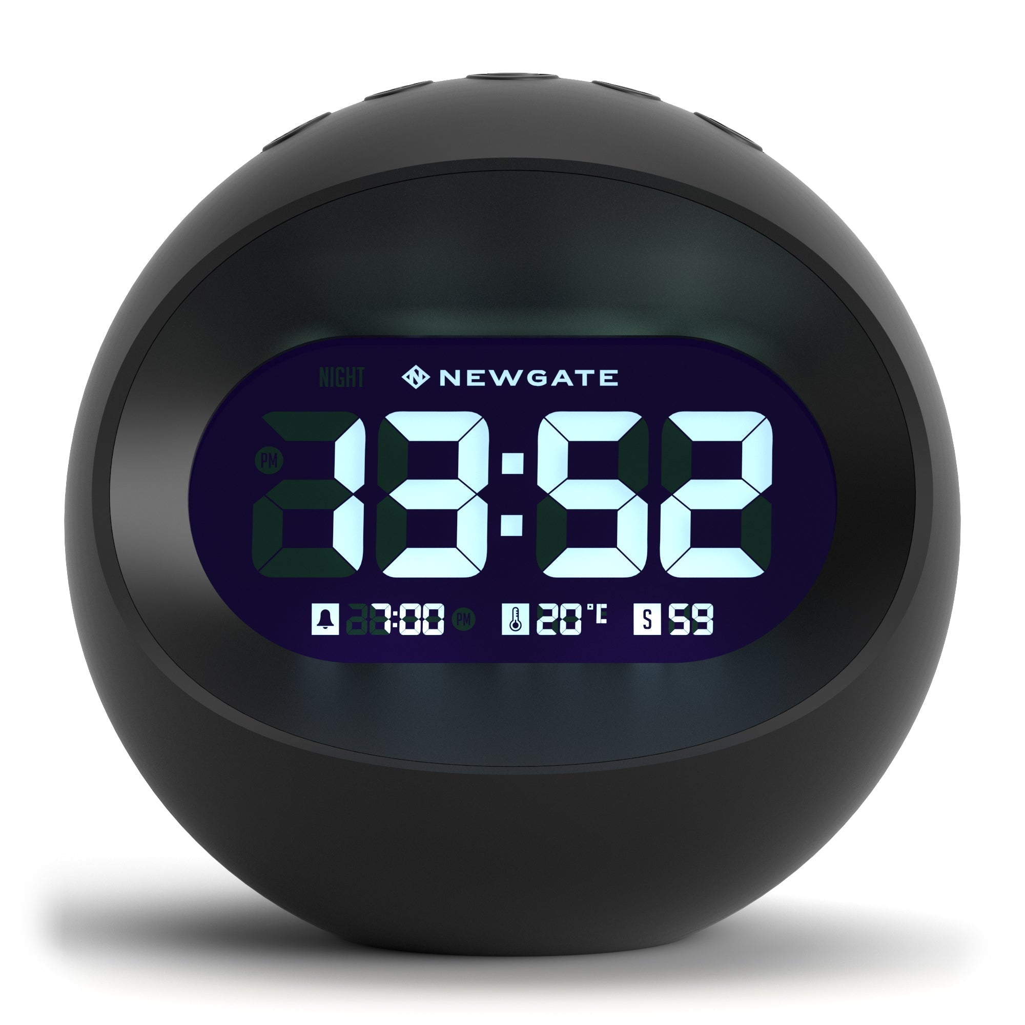 Newgate Centre Of The Earth LCD Alarm Clock – Black - Desk and Shelf Clock