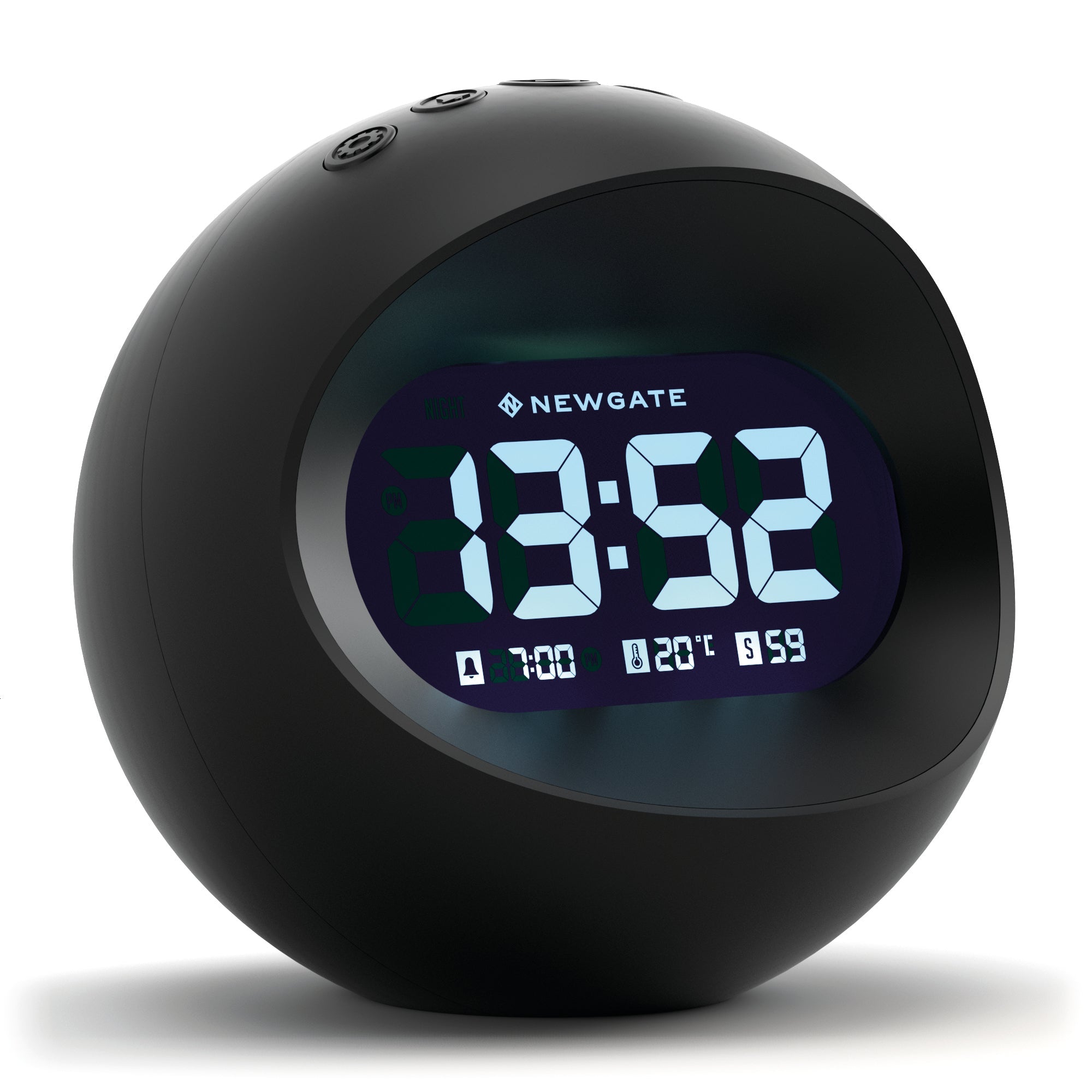 Newgate Centre Of The Earth LCD Alarm Clock – Black - Desk and Shelf Clock