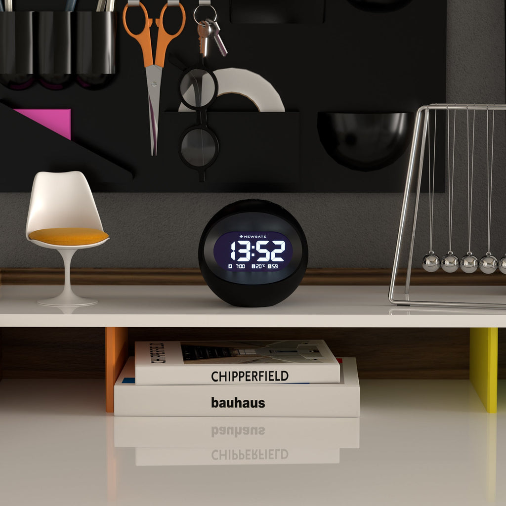 Newgate Centre Of The Earth LCD Alarm Clock – Black - Desk and Shelf Clock