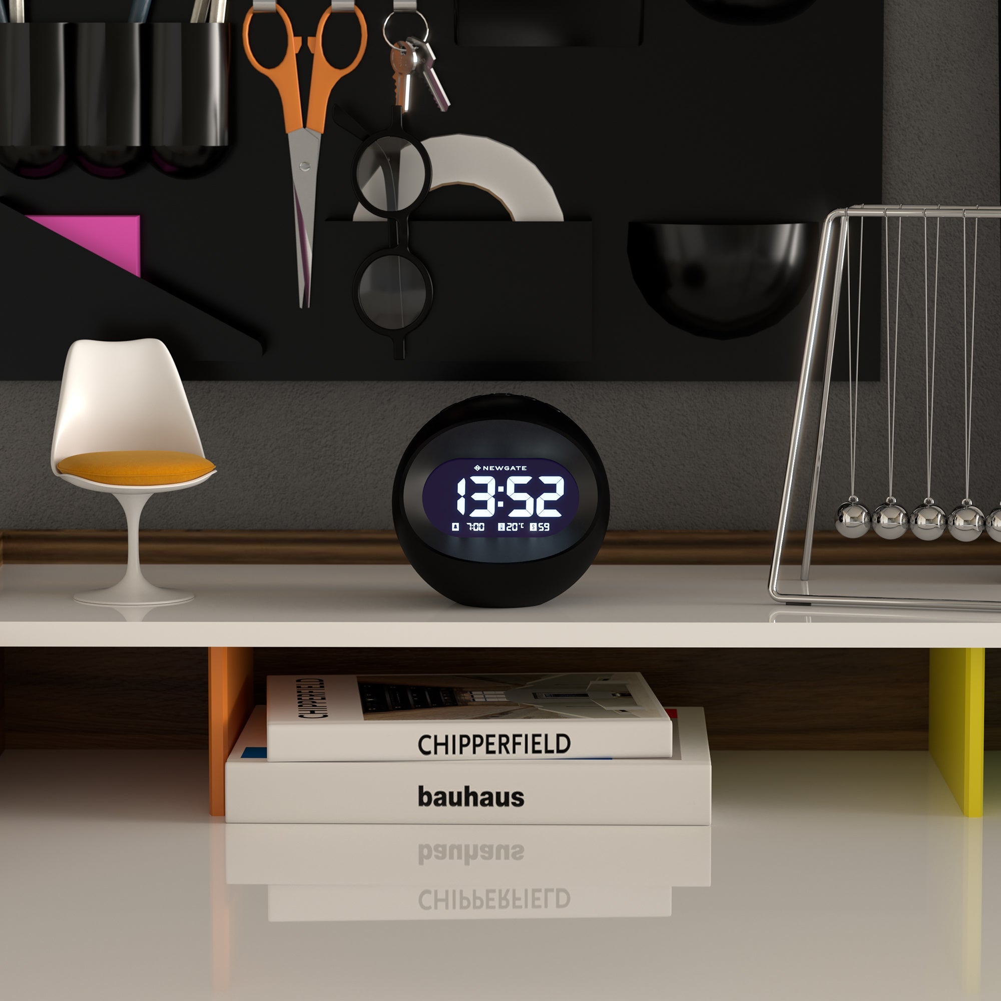 Newgate Centre Of The Earth LCD Alarm Clock – Black - Desk and Shelf Clock