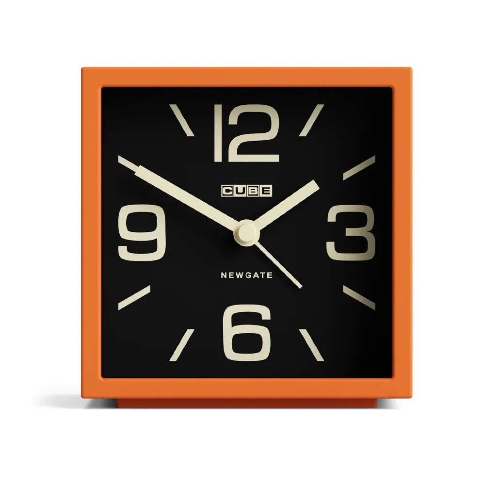 Newgate Cube Mantel Clock - Pumpkin Orange - Desk and Shelf Clock