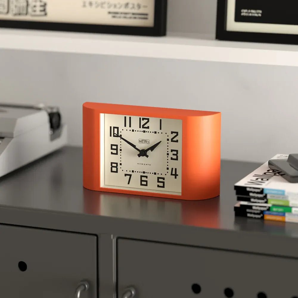 Newgate Mini Metro Mantel Clock - Pumpkin Orange - Desk and Shelf Clock