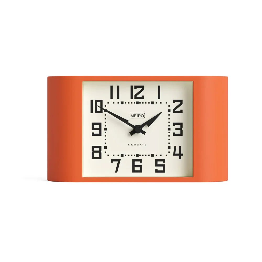 Newgate Mini Metro Mantel Clock - Pumpkin Orange - Desk and Shelf Clock