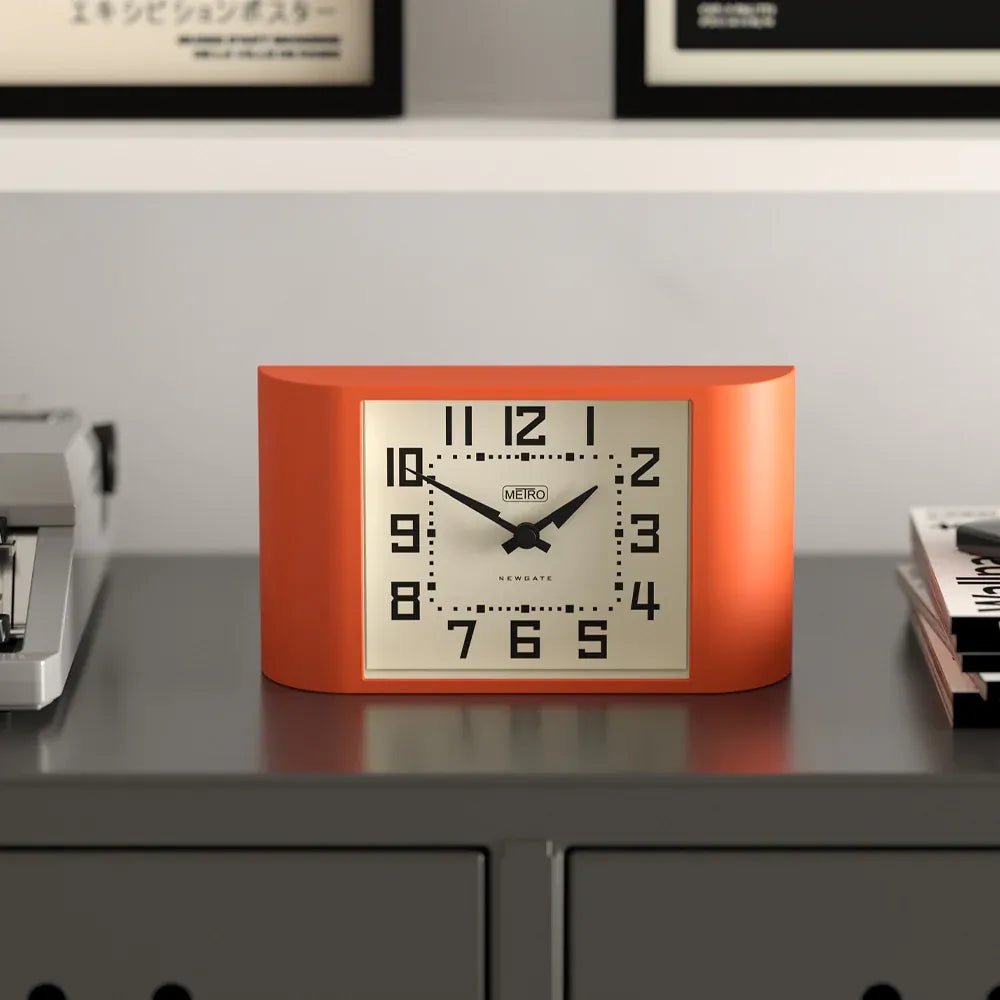 Newgate Mini Metro Mantel Clock - Pumpkin Orange - Desk and Shelf Clock