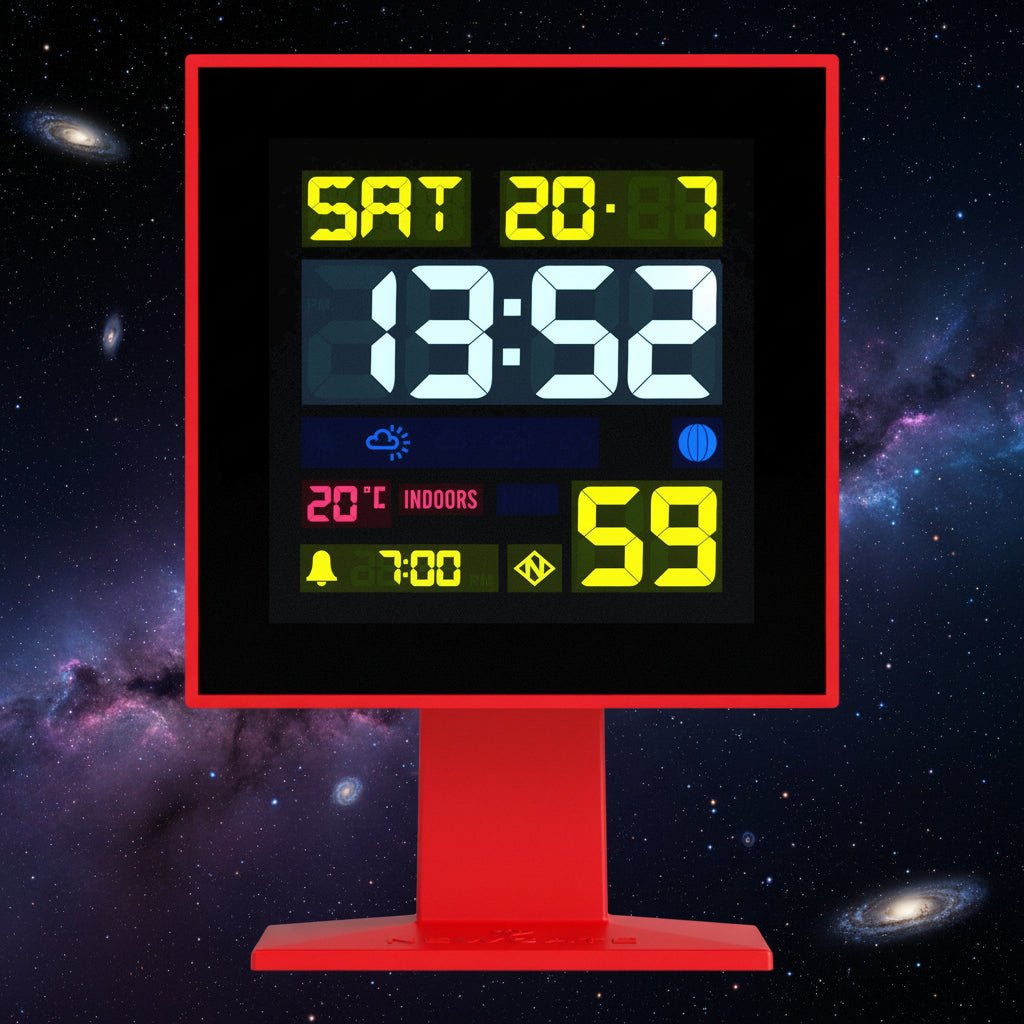 Newgate Monolith Lcd Alarm Clock - Fire Engine Red - Desk and Shelf Clock