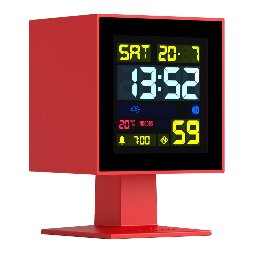 Newgate Monolith Lcd Alarm Clock - Fire Engine Red - Desk and Shelf Clock