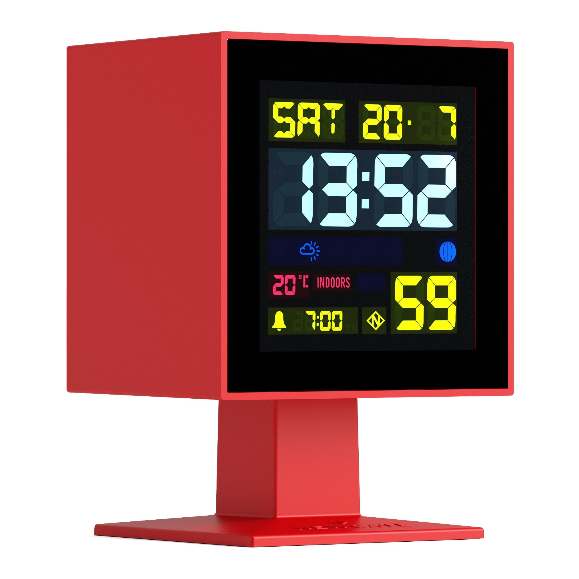 Newgate Monolith Lcd Alarm Clock - Fire Engine Red - Desk and Shelf Clock