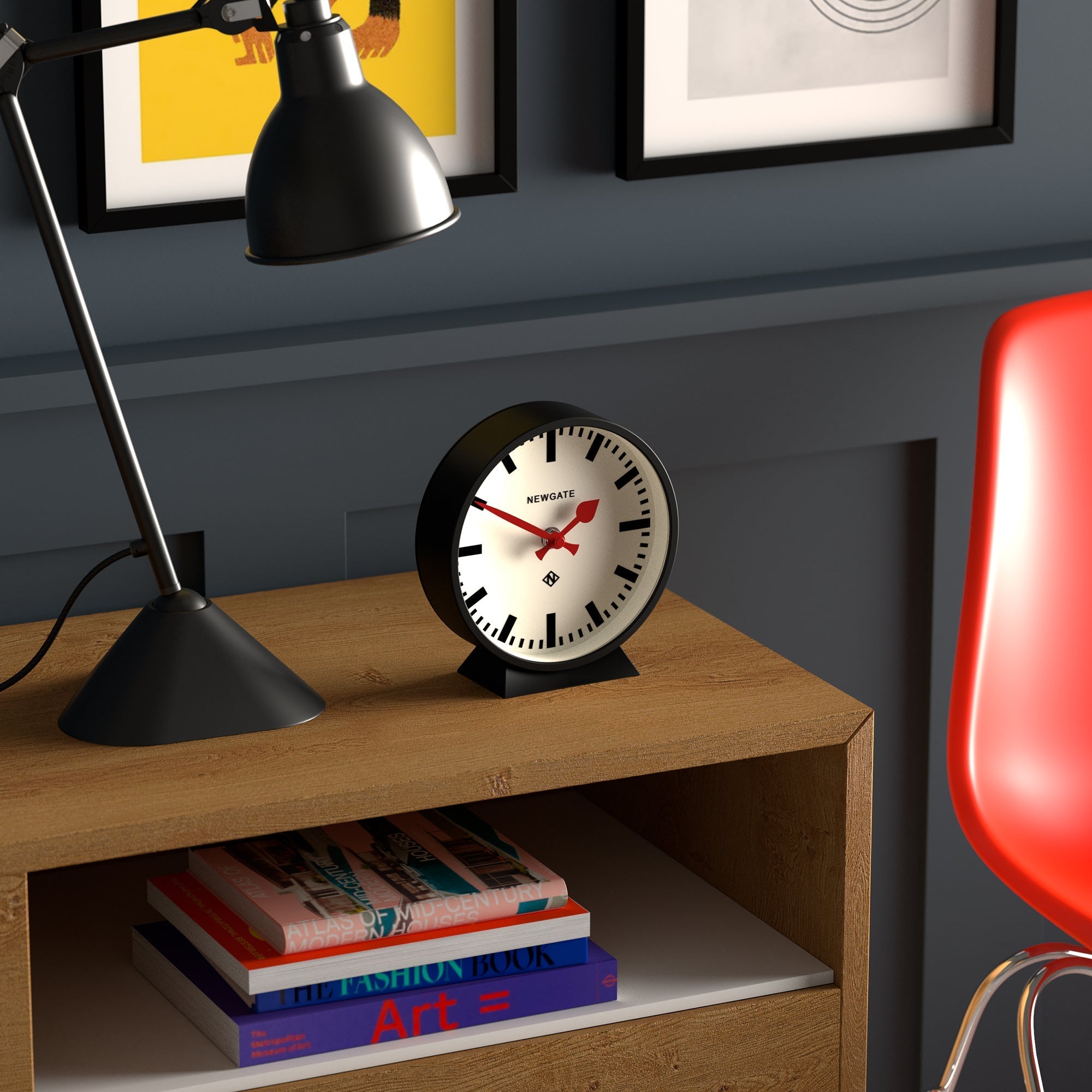 Newgate Railway Mantel Clock - Cave Black - Desk and Shelf Clock