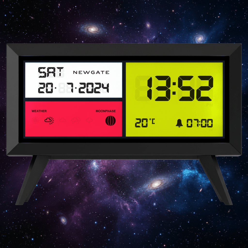 Newgate Spectronoma Lcd Alarm Clock - Matte Black - Desk and Shelf Clock