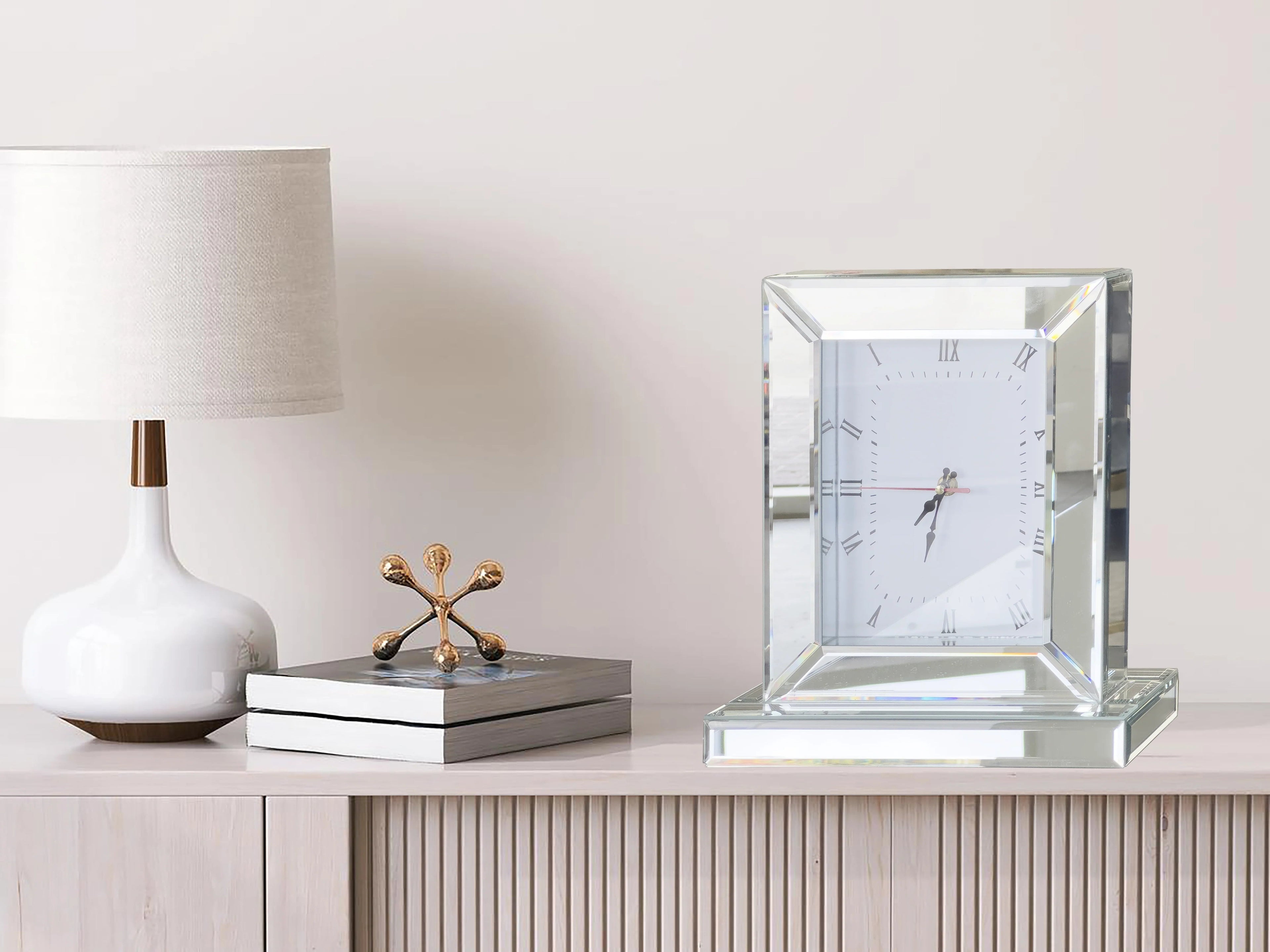 Mirrored Table Clock - Silver - Desk Clocks