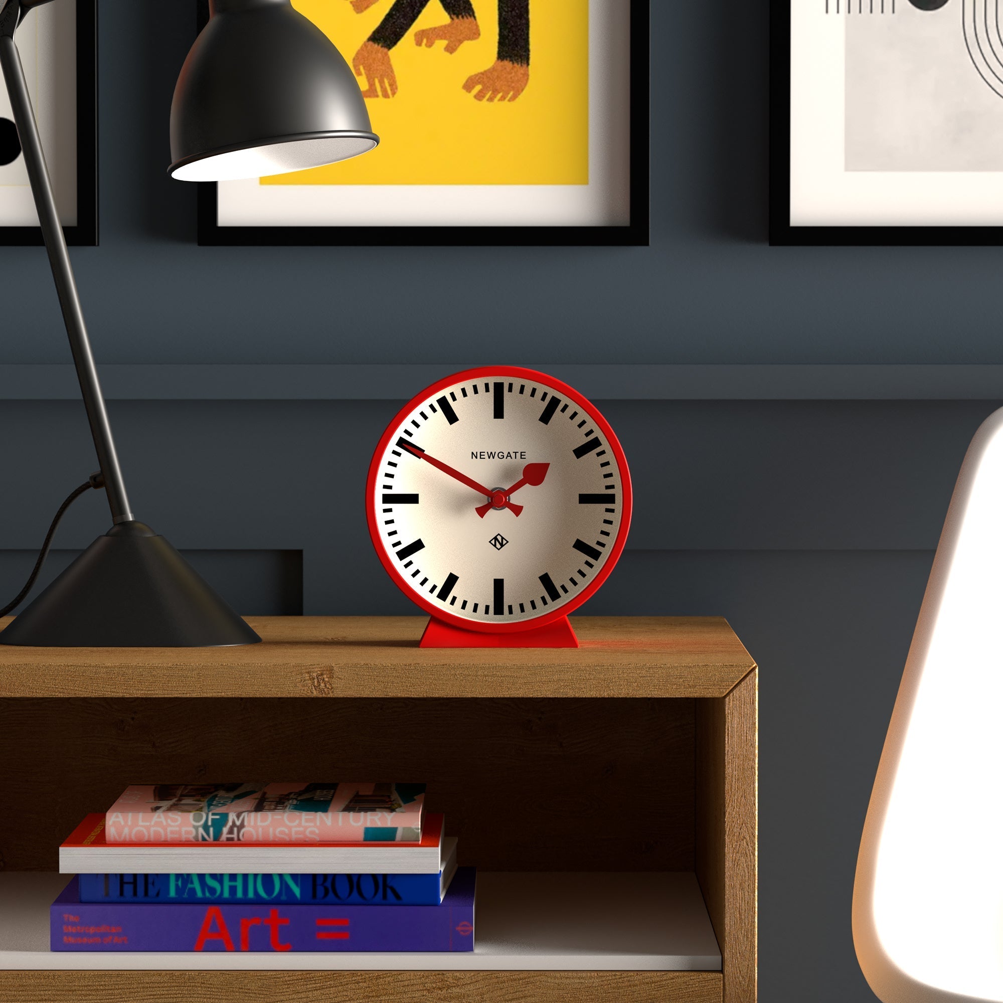 Newgate Railway Mantel Clock - Fire Engine Red - Desk Clocks