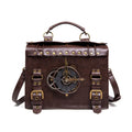 Retro Steampunk Satchel Bag with Decorative Clock & Gears - Gothic Crossbody Purse - Desk Clocks