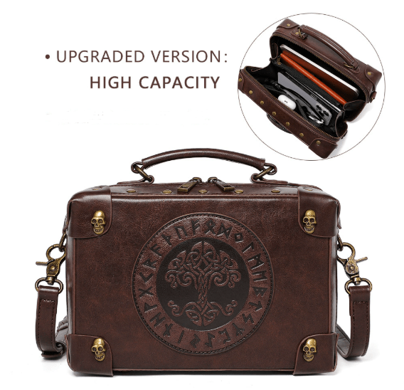 Retro Steampunk Satchel Bag with Decorative Clock & Gears - Gothic Crossbody Purse - Desk Clocks