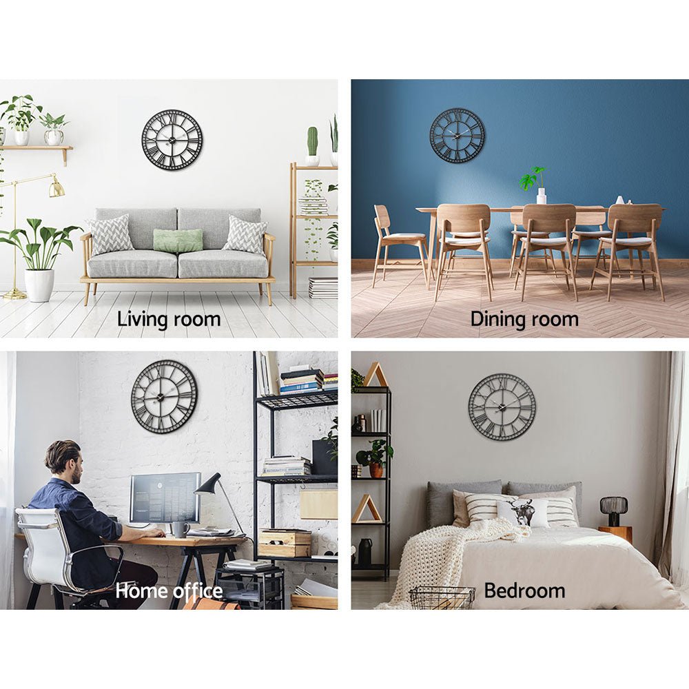 Artiss Wall Clock - Black 60cm - Wall Clocks