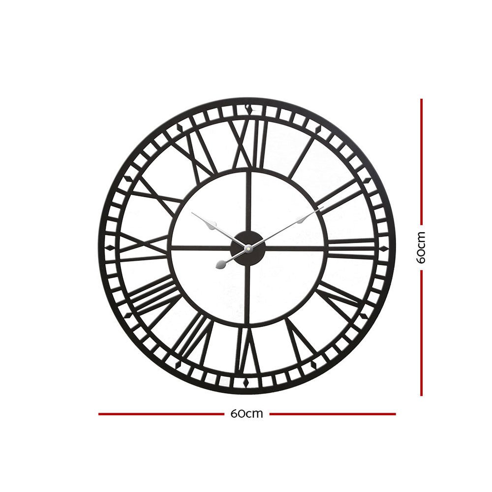 Artiss Wall Clock - Black 60cm - Wall Clocks