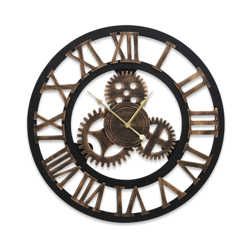 Artiss Wall Clock Large Retro Roman Numerals - Brown 60cm - Wall Clocks