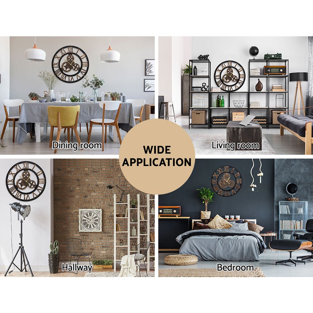 Artiss Wall Clock Large Retro Roman Numerals - Brown 60cm - Wall Clocks