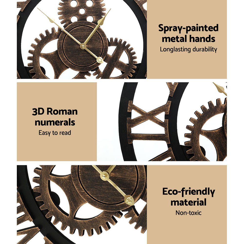 Artiss Wall Clock Large Retro Roman Numerals - Brown 60cm - Wall Clocks