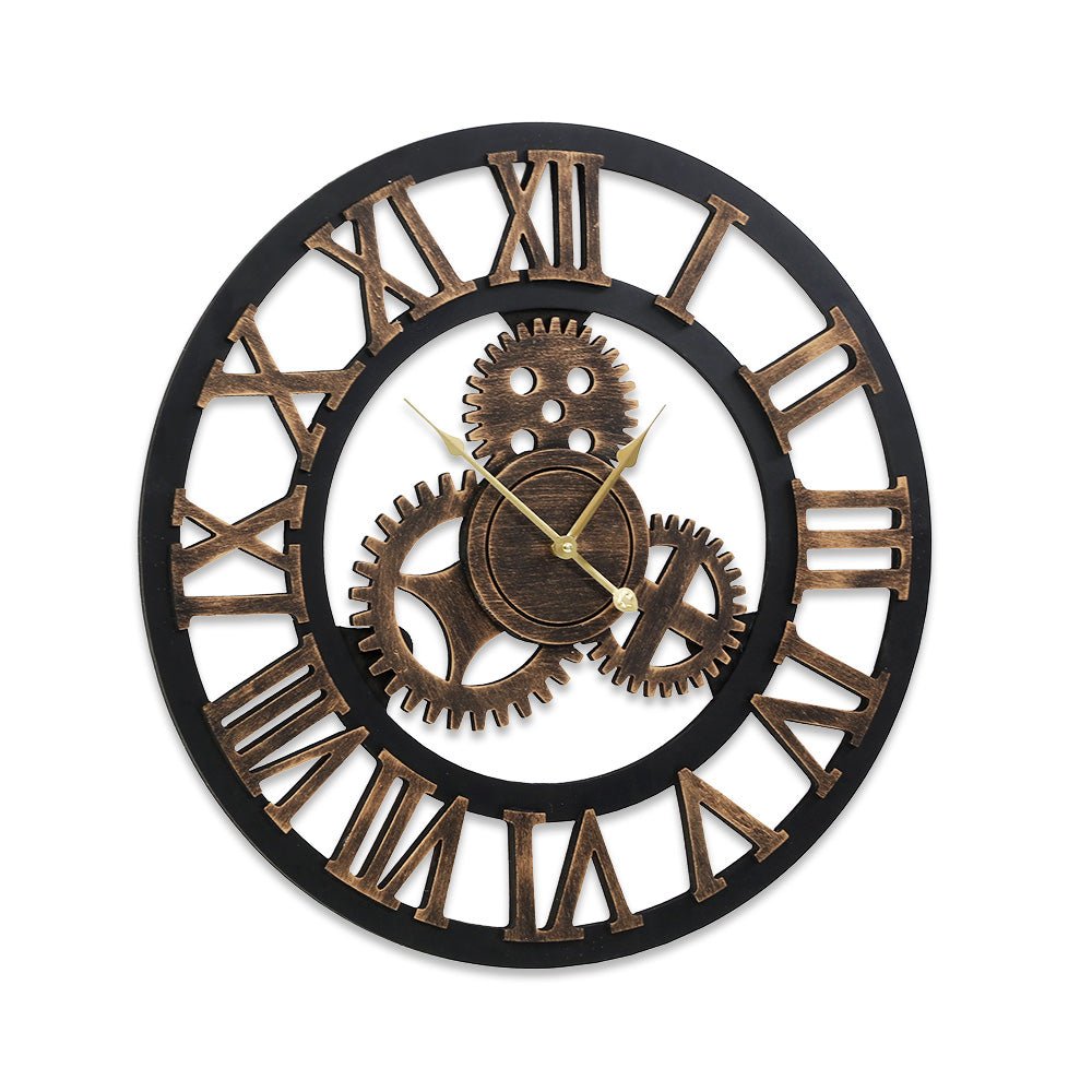 Artiss Wall Clock Large Retro Roman Numerals - Brown 60cm - Wall Clocks