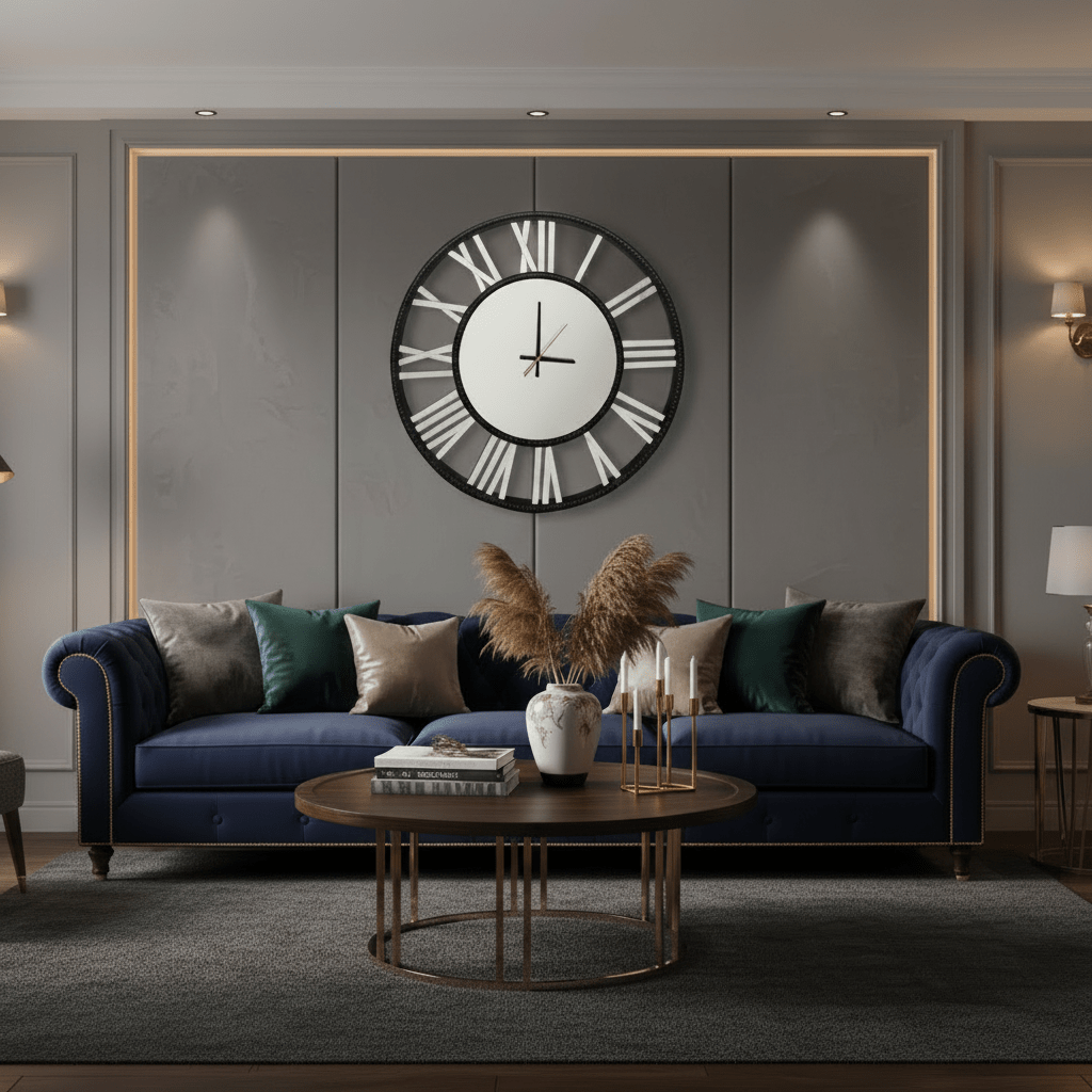 Decorative Beaded Mirrored Clock - Black Beaded - Wall Clocks | Infinity Clocks