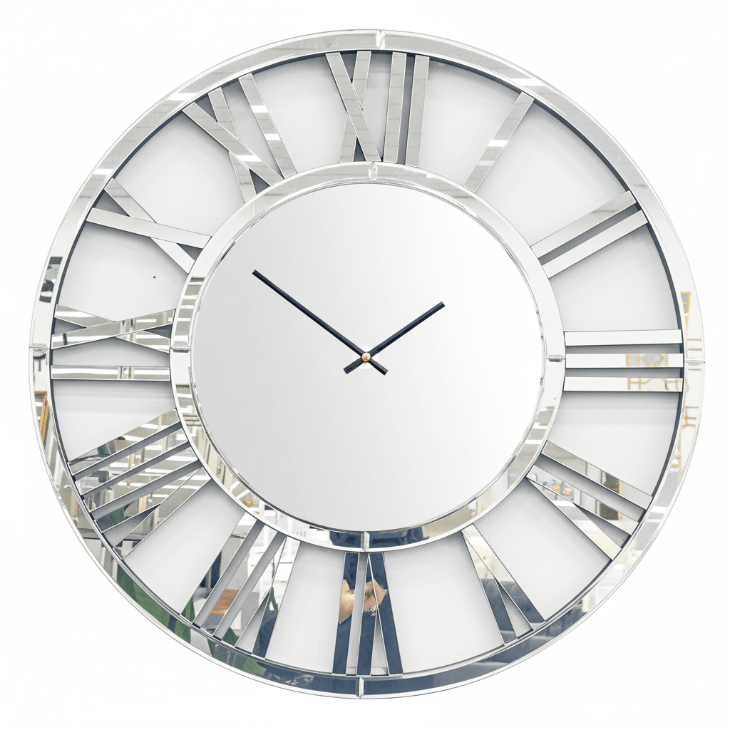 Decorative Mirror Clock - Silver - Wall Clocks | Infinity Clocks
