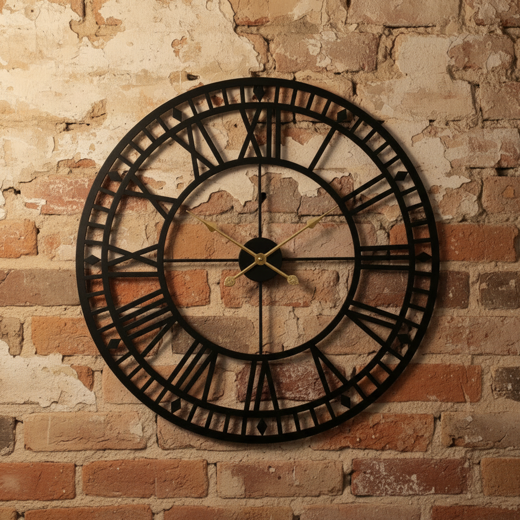 Industrial Wall Clock - Black