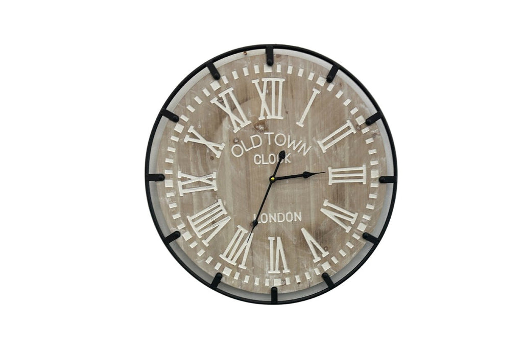 Industrial Wall Clock - Black and Natural - Wall Clocks