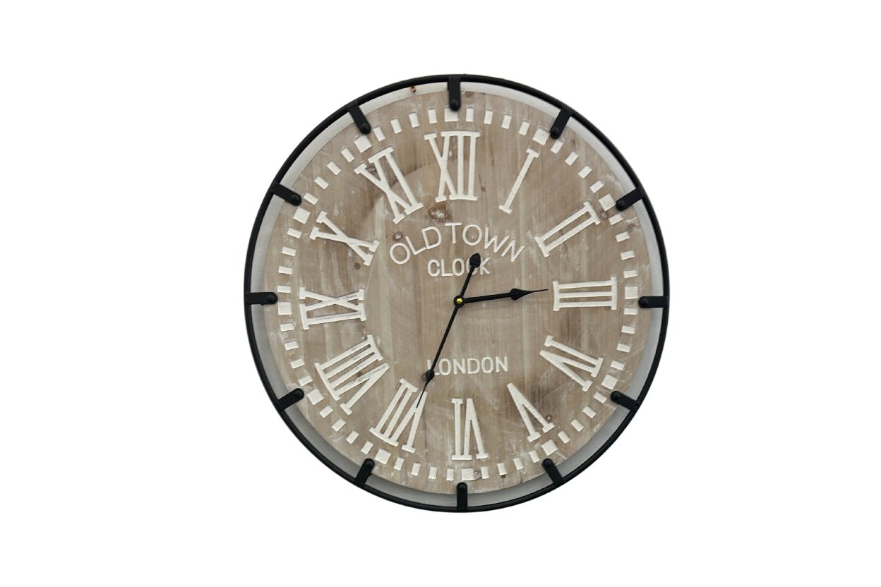 Industrial Wall Clock - Black and Natural - Wall Clocks