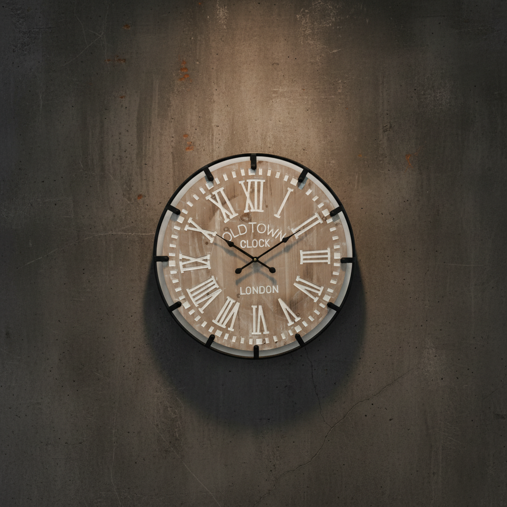 Industrial Wall Clock - Black and Natural