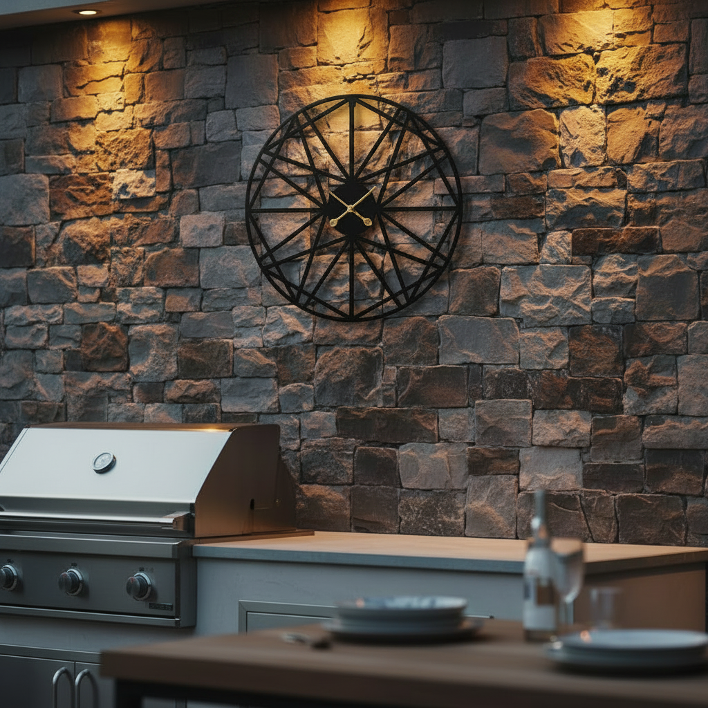 Large Metal Outdoor Wall Clock – Black