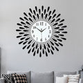 Large Round Modern 3D Crystal Wall Clock - Black And Crystal - Wall Clocks