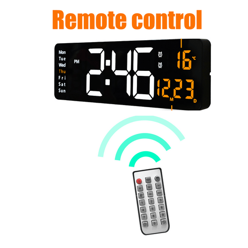 LED Digital Wall Clock - Black - Wall Clocks