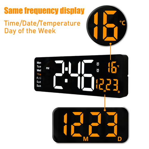 LED Digital Wall Clock - Black - Wall Clocks