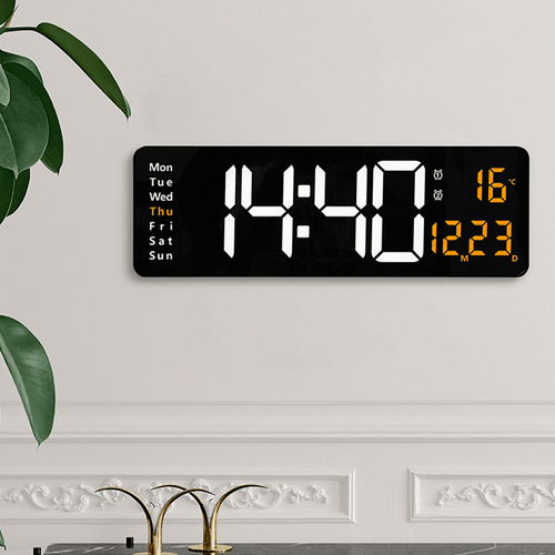 LED Digital Wall Clock - Black - Wall Clocks