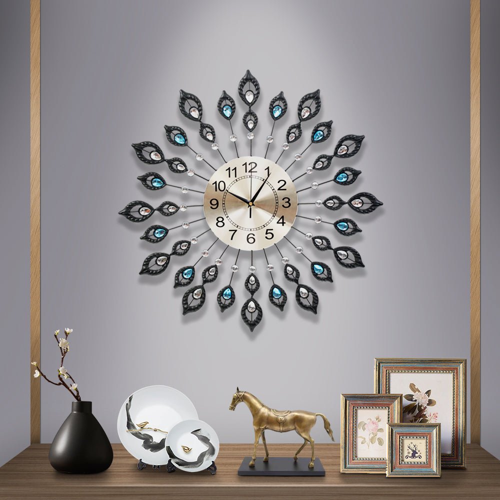 Modern 3D Crystal Wall Clock Luxury - Black and Gold - Wall Clocks