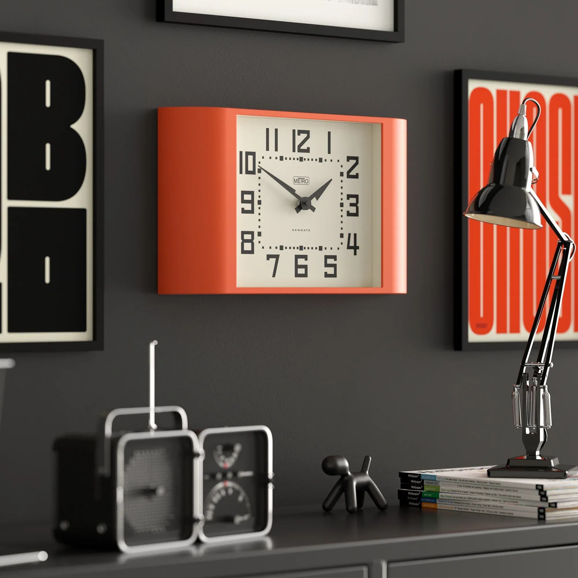 Newgate Metro Wall Clock - Pumpkin Orange - Wall Clocks