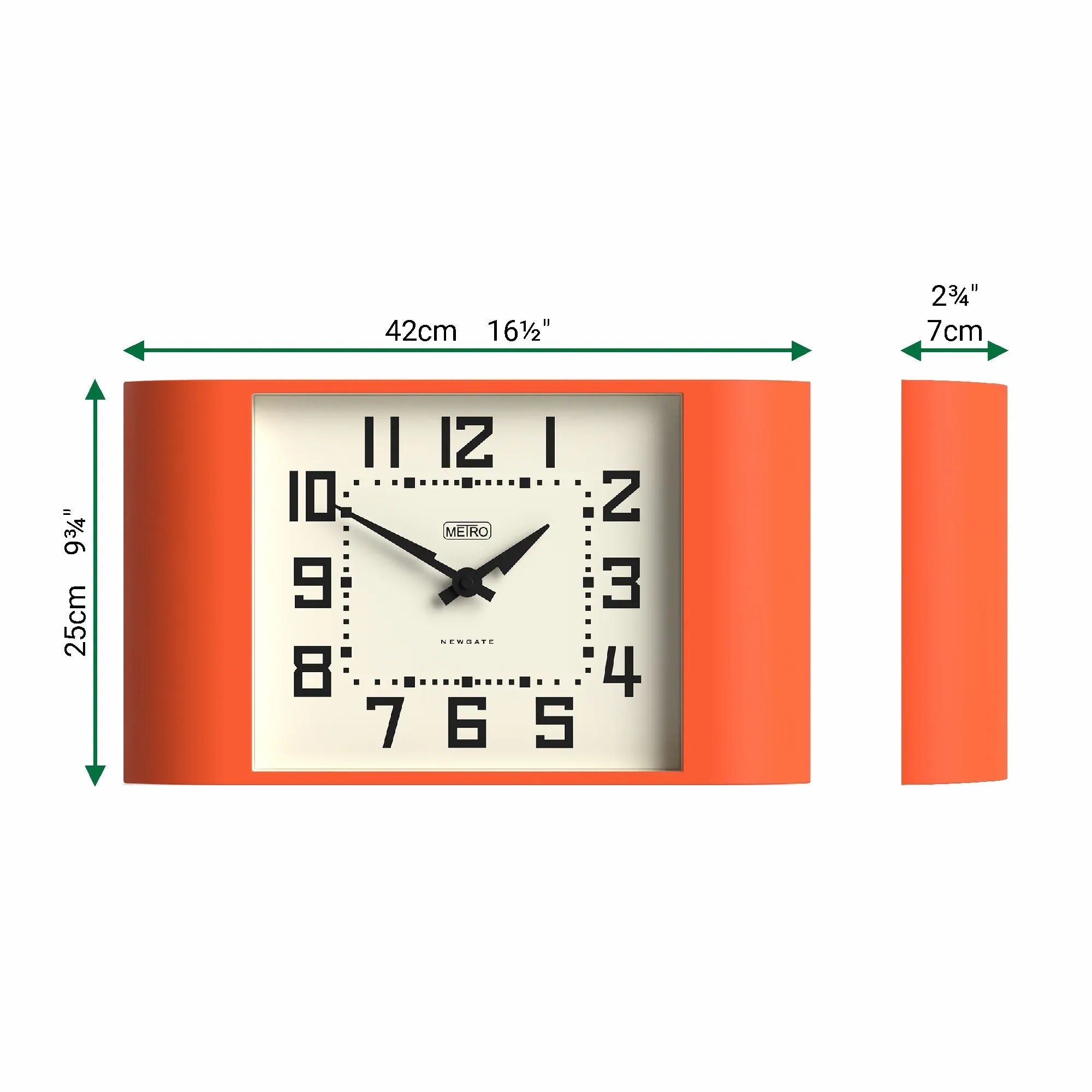 Newgate Metro Wall Clock - Pumpkin Orange - Wall Clocks